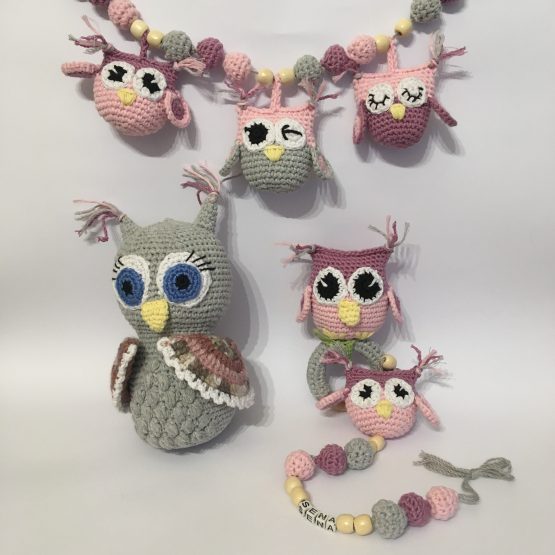 Baykuşlu Yenidoğan Amigurumi Emzik Seti