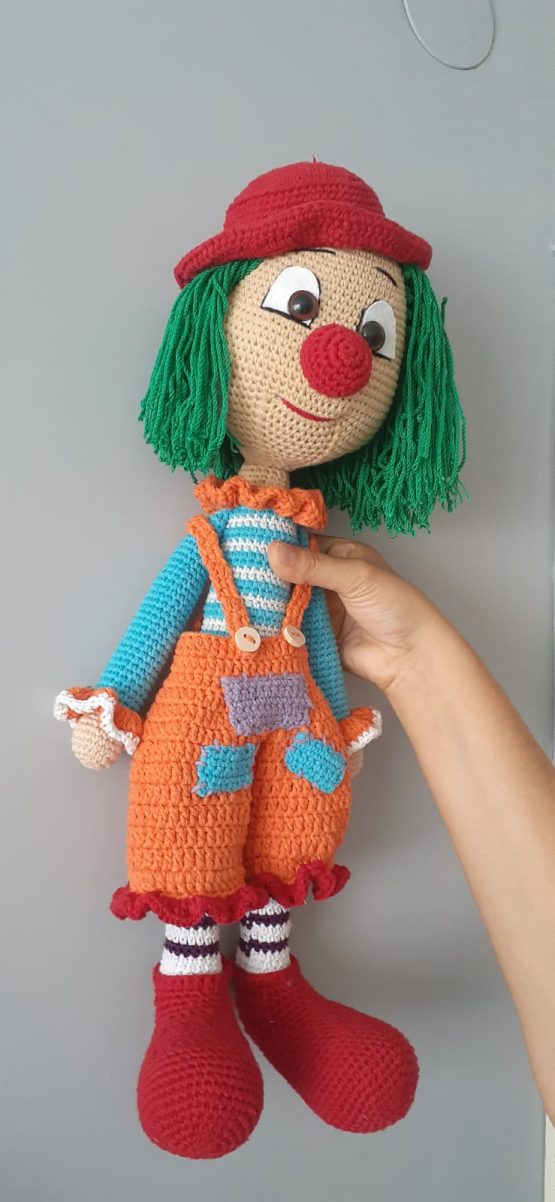 (55CM!)Yamalı Palyaço Amigurumi Oyuncak - Görsel 3