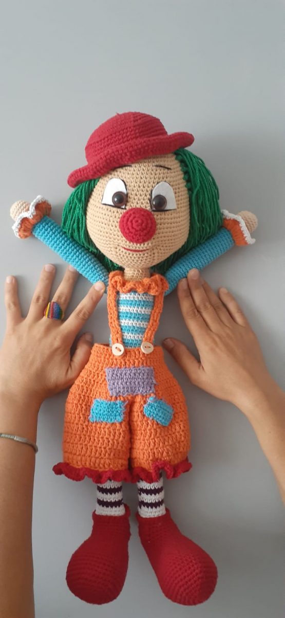 (55CM!)Yamalı Palyaço Amigurumi Oyuncak - Görsel 2