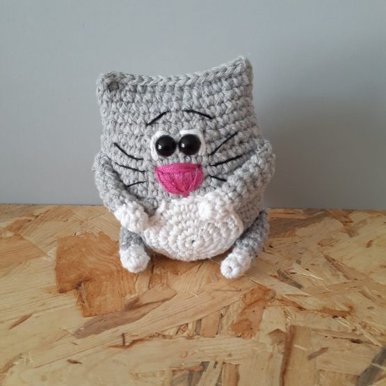 Gri Minik Kedi Amigurumi Oyuncak