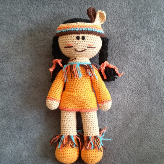 Kızılderili Kız Amigurumi Oyuncak(30cm) - Görsel 3