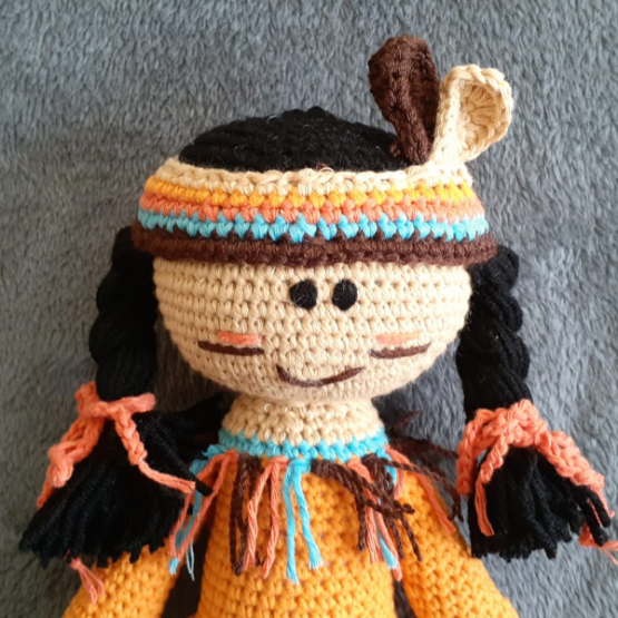 Kızılderili Kız Amigurumi Oyuncak(30cm) - Görsel 2