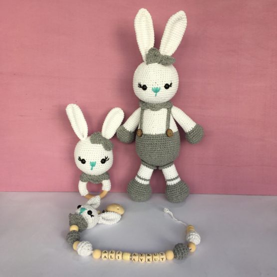 Tavşanlı Yenidoğan Amigurumi Emzik Seti