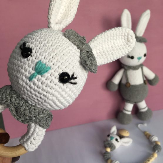 Tavşanlı Yenidoğan Amigurumi Emzik Seti - Görsel 3