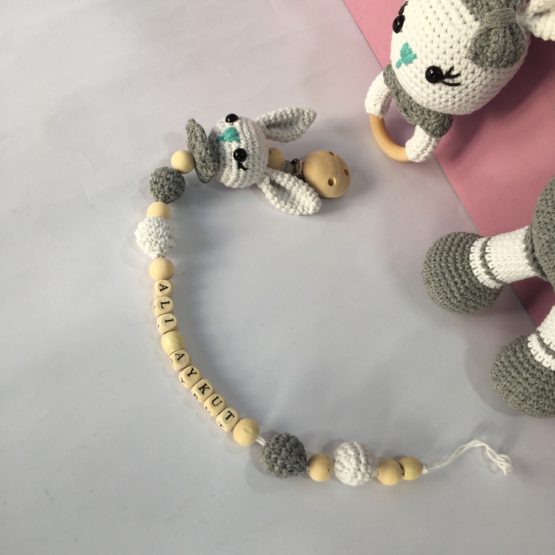 Tavşanlı Yenidoğan Amigurumi Emzik Seti - Görsel 5