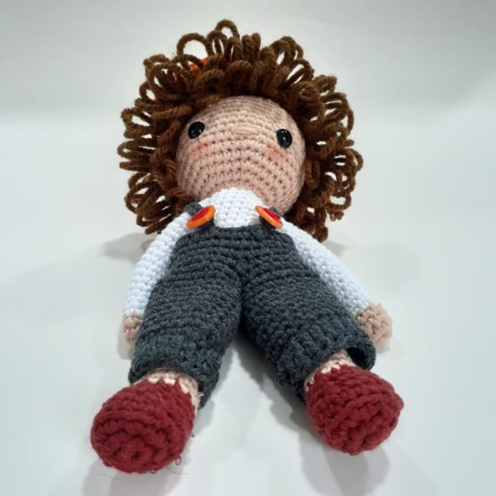 Tulumlu Mini Erkek Bebek Amigurumi Oyuncak (25cm) - Görsel 6