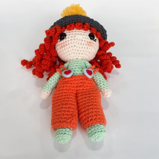 Tulumlu Mini Kız Bebek Amigurumi Oyuncak (25cm) - Görsel 4