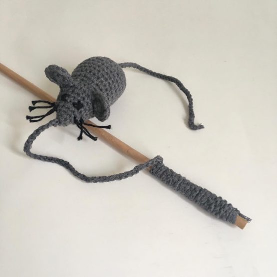 Örgü Amigurumi Fareli Kedi Oltası / Kedi Oyuncağı